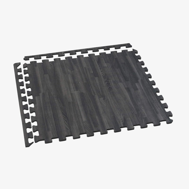 We Sell Mats بلاط رغوة مطبوع بسماكة 3/8 بوصة من أرضية الغابة، حصائر أرضية رغوية متشابكة بتصميم خشبي فاخر، أرضيات مضادة للإرهاق - حل أرضيات أنيق، كربون، 16 قدم مربع - Image 4